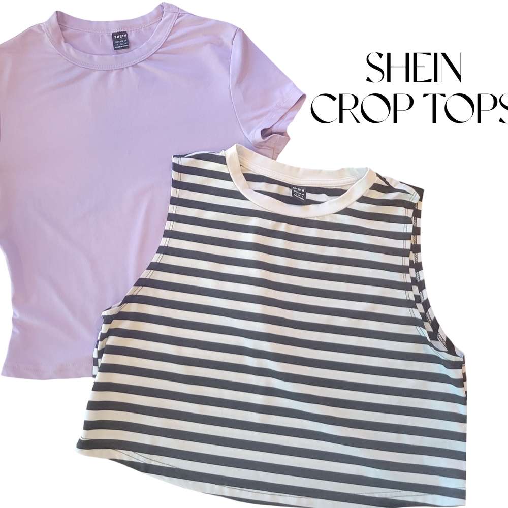 SHEIN Black and Purple Sleeveless Crop Top